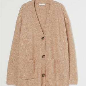 H&M Rib Knit Sweater Size Small Beige Melange